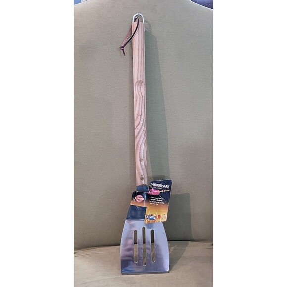 Brand New Farberware BBQ Slotted Spatula Classic Series Wooden Handle Stainless - Picture 1 of 5